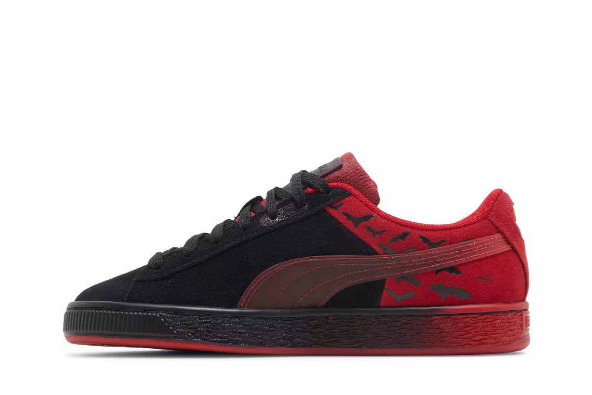 Puma Batman x Suede Classic Big Kid Black Barbados Cherry, view 4