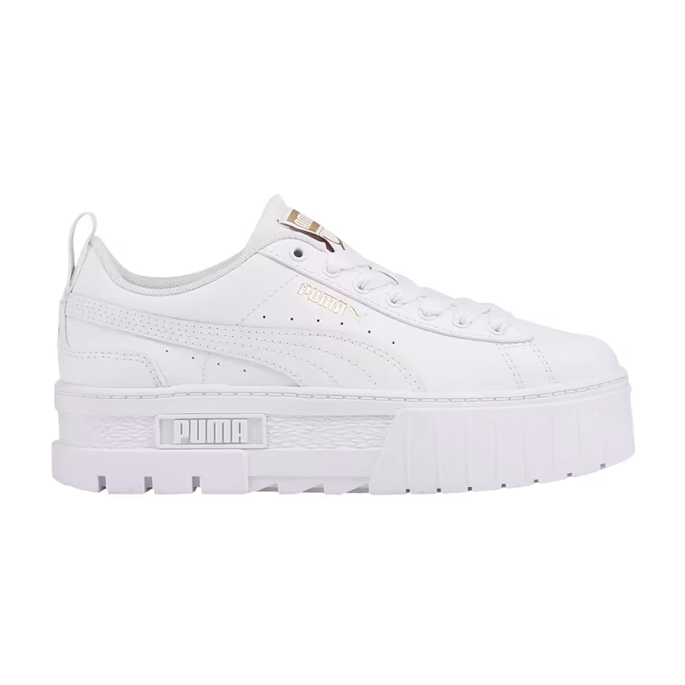 Puma Mayze Leather Jr White Team Gold