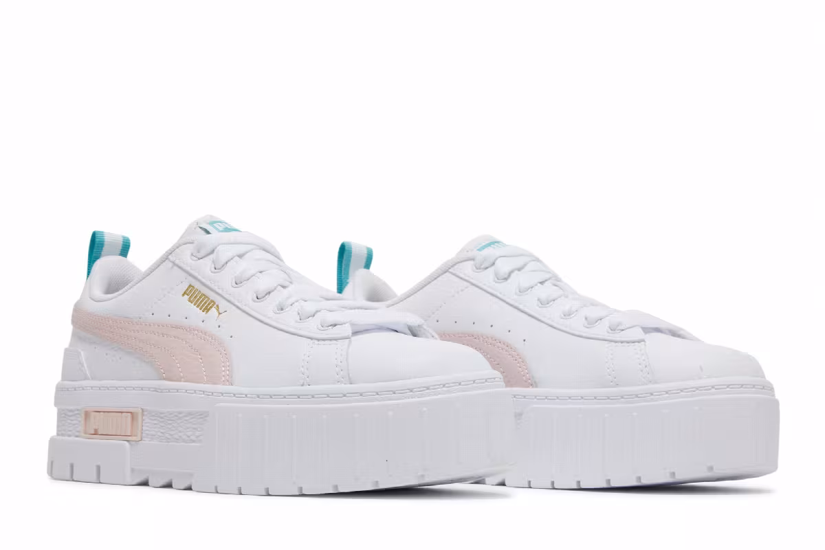 Puma Mayze Leather Jr White Chalk Pink, view 9