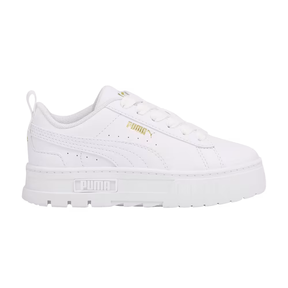 Puma Mayze Leather Little Kid White Team Gold