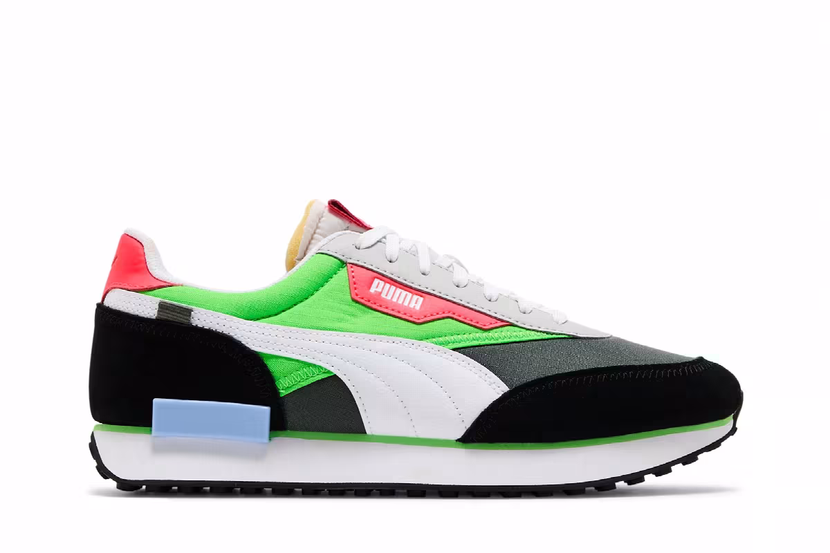 Puma Future Rider Play On - Dark Shadow Fluo Green, view 2