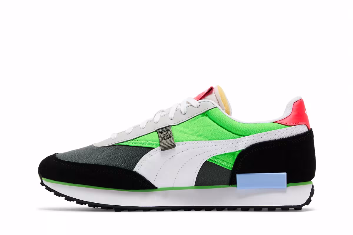 Puma Future Rider Play On - Dark Shadow Fluo Green, view 4