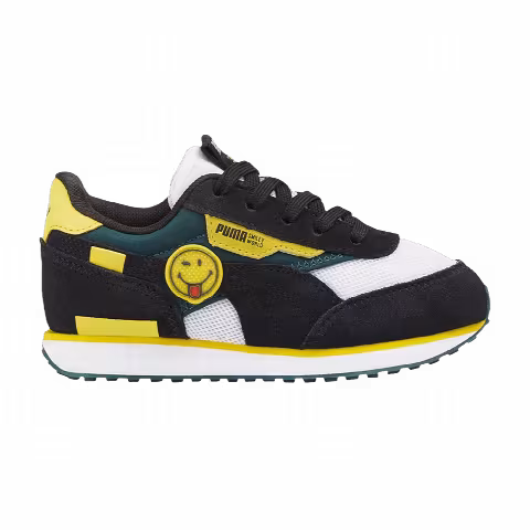 SmileyWorld x Puma Future Rider Little Kid 'Black Vibrant Yellow'