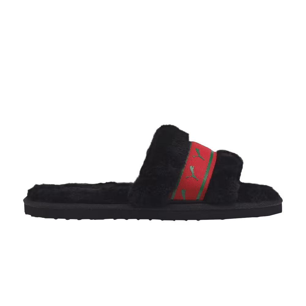 Puma Women's Fluff Remix Slide Black High Risk Red