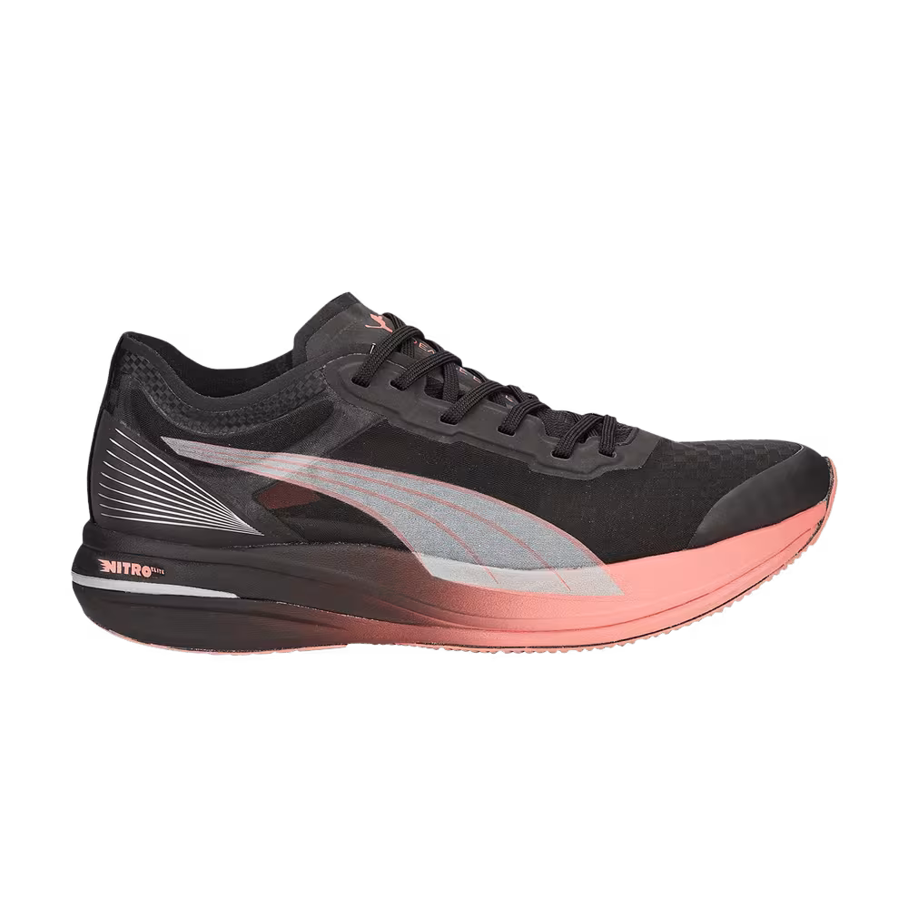 Puma Women's Deviate Nitro Carbon Black Carnation Pink