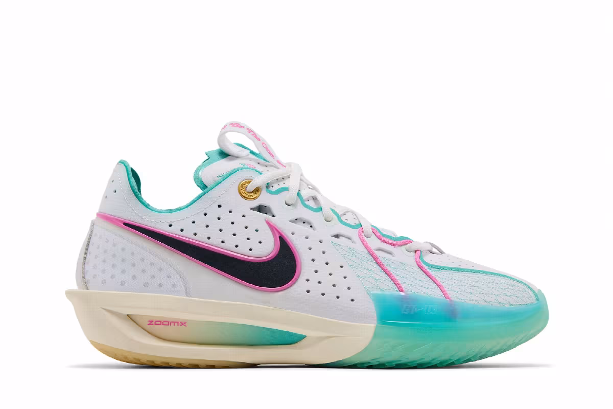 Nike Air Zoom GT Cut 3 EP White Teal Playful Pink, view 2