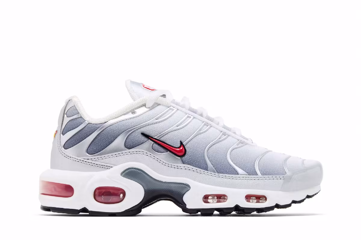 Nike Women's Air Max Plus Metallic Silver University Red, view 2