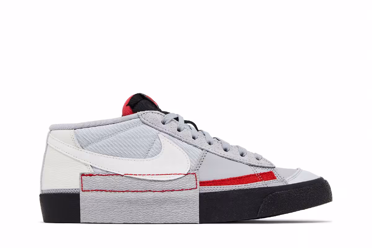 Nike Blazer Low Pro Club Wolf Grey University Red, view 2
