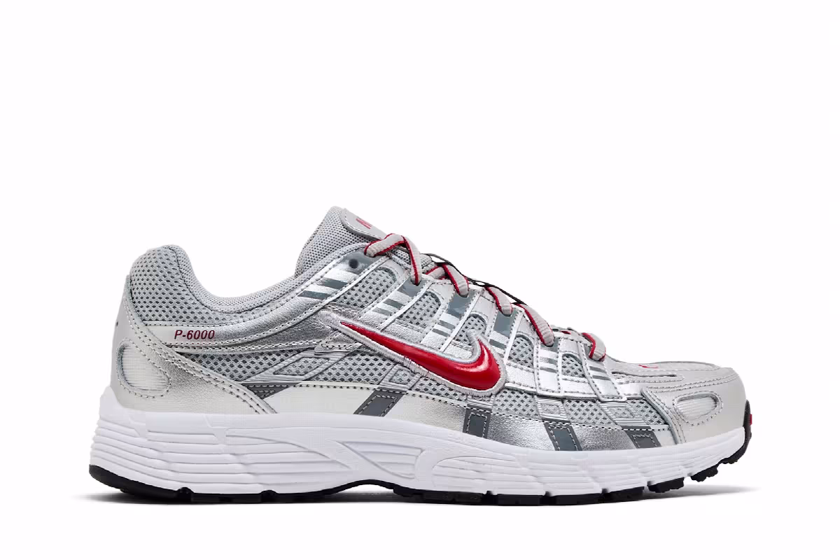 Nike P-6000 GS Metallic Silver Gym Red, view 2