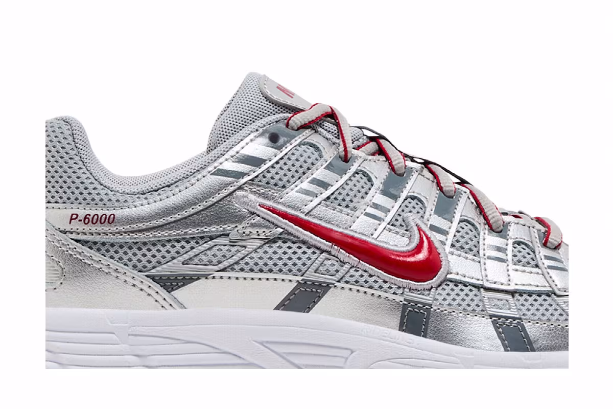 Nike P-6000 GS Metallic Silver Gym Red, view 3