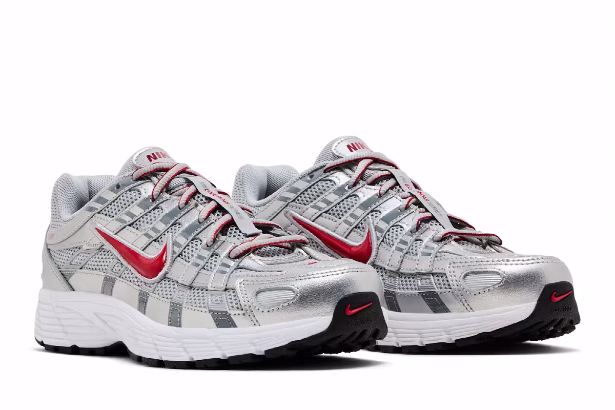 Nike P-6000 GS Metallic Silver Gym Red, view 9