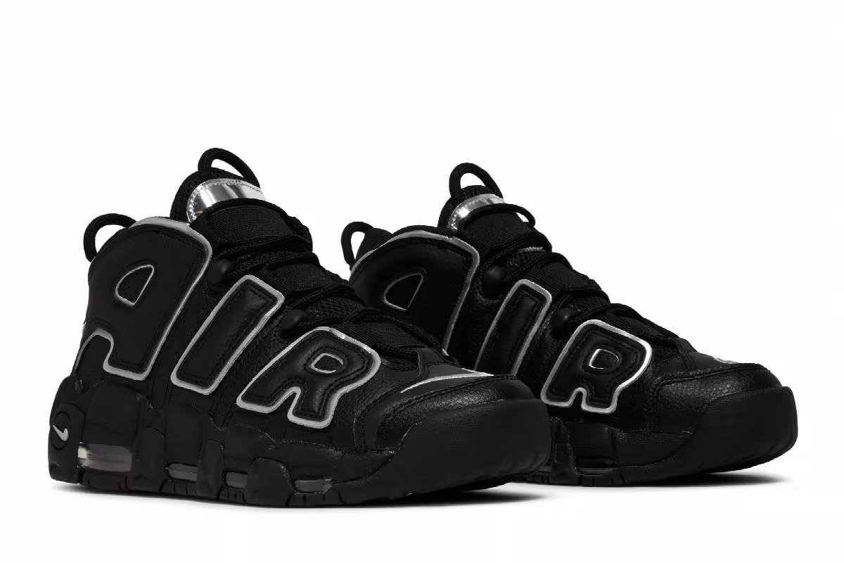 Nike Women's Air More Uptempo Black Metallic Silver, view 9