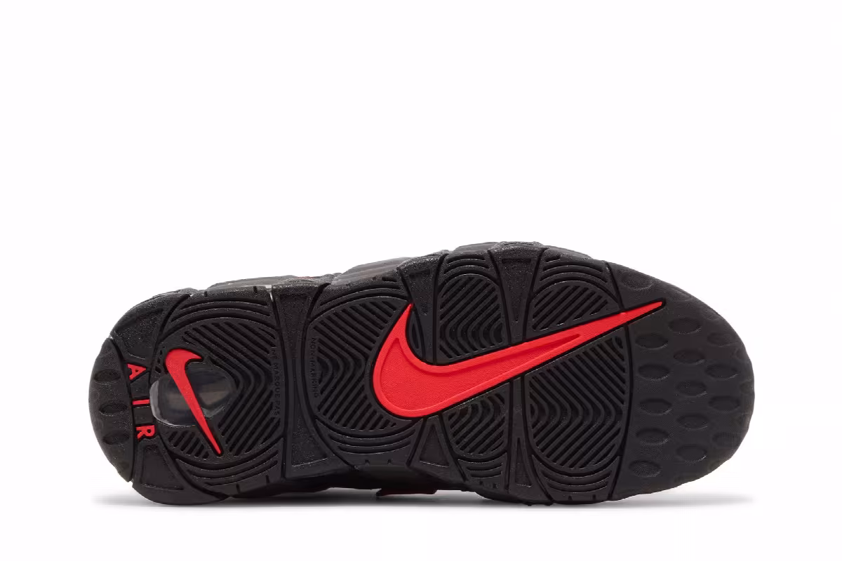 Nike Air More Uptempo GS Medium Ash Siren Red White, view 5