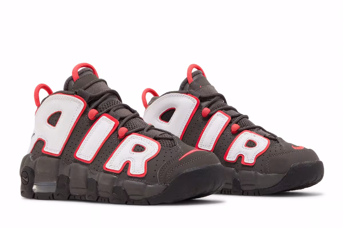 Nike Air More Uptempo GS Medium Ash Siren Red White, view 9
