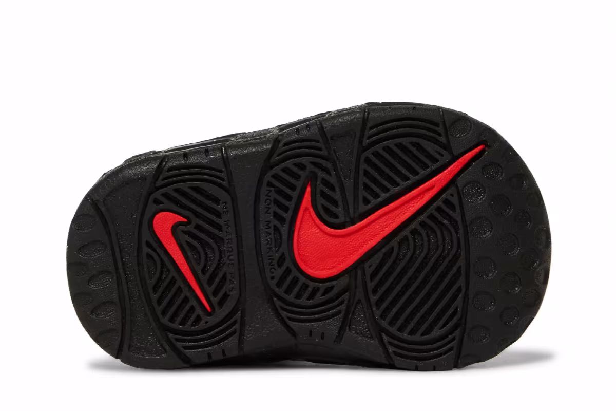 Nike Air More Uptempo TD Medium Ash Siren Red White, view 5