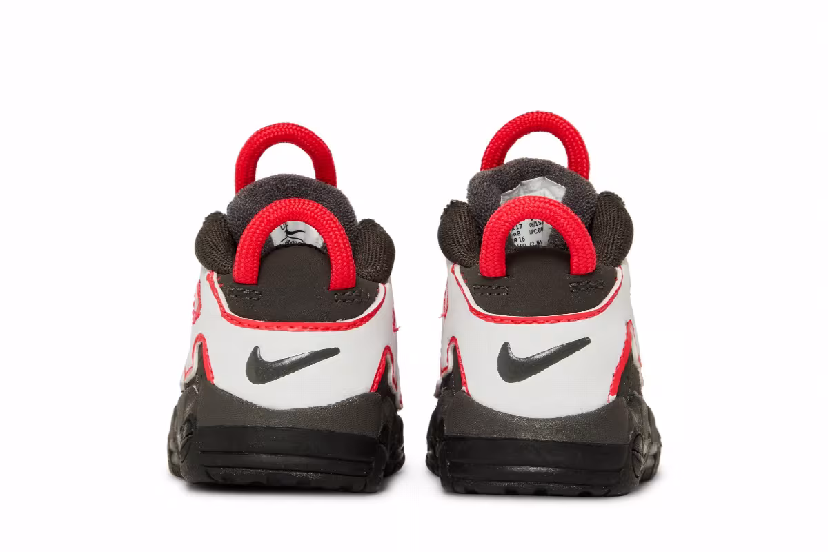 Nike Air More Uptempo TD Medium Ash Siren Red White, view 7