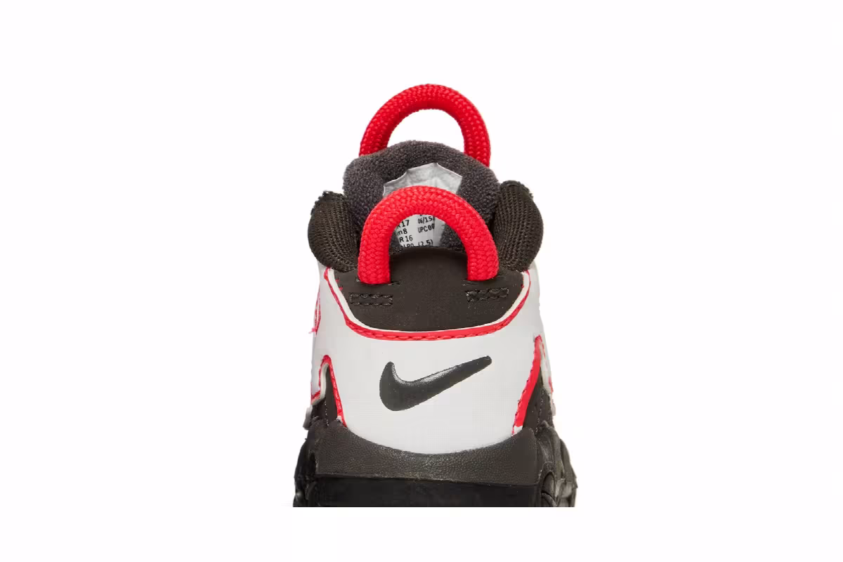 Nike Air More Uptempo TD Medium Ash Siren Red White, view 8