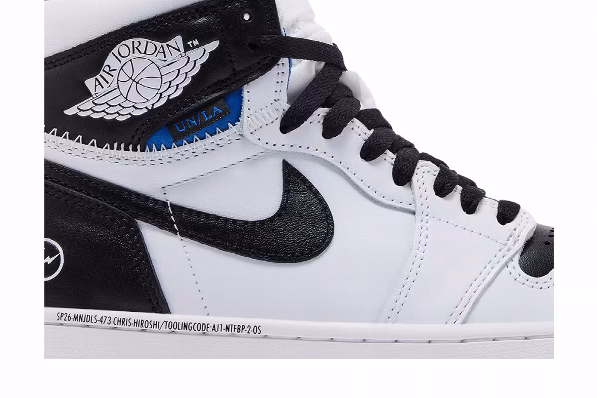 Fragment Design x Union LA x Air Jordan 1 High OG SP White Black, view 3