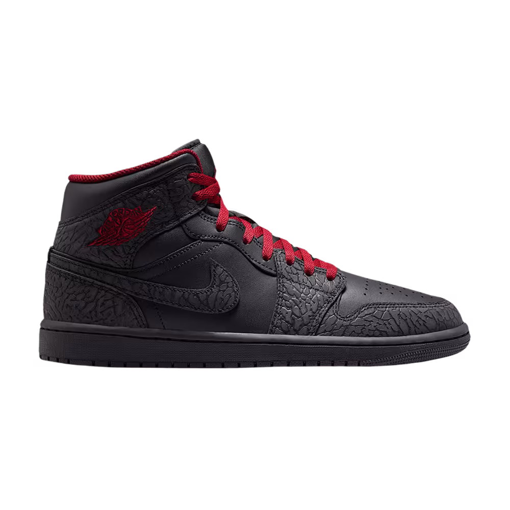 Air Jordan 1 Mid SE Elephant Print Black Tough Red