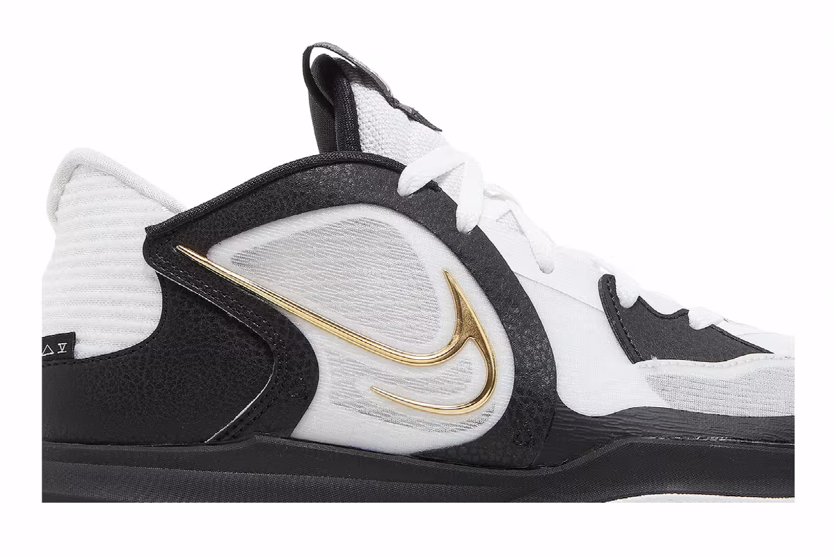 Nike Kyrie Low 5 White Black Metallic Gold, view 3