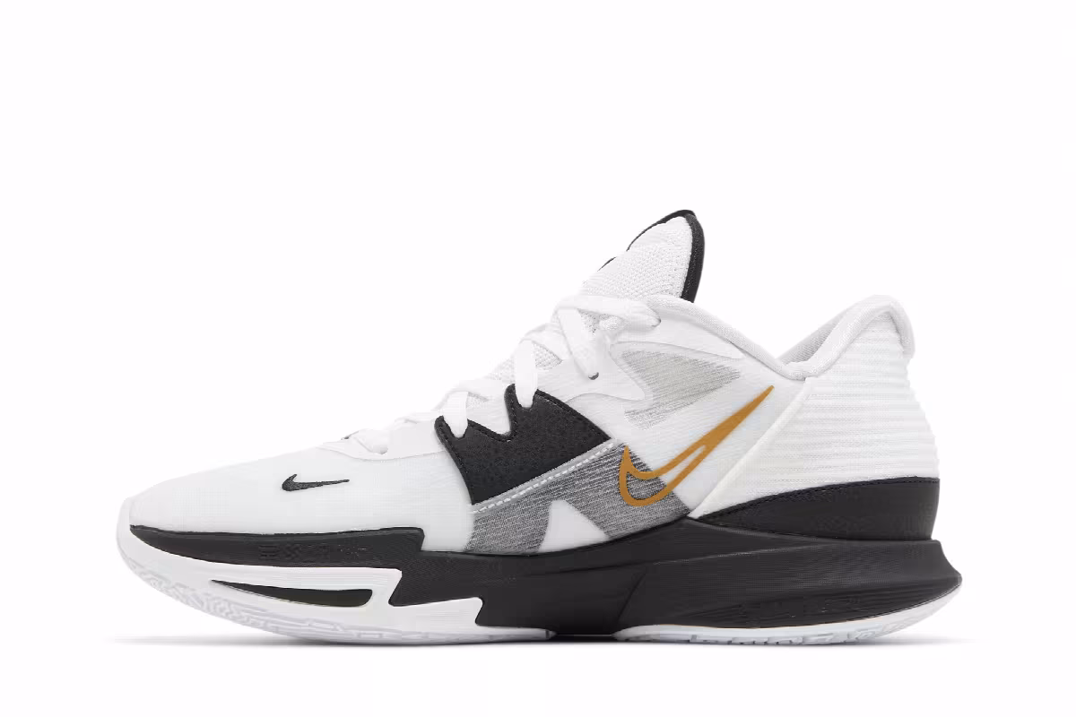 Nike Kyrie Low 5 White Black Metallic Gold, view 4
