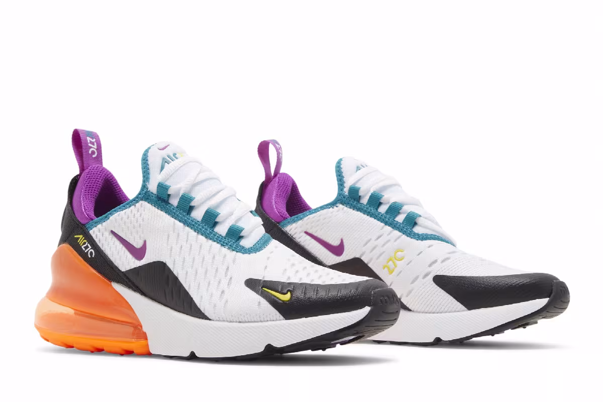 Nike Air Max 270 GS White Orange Purple, view 9