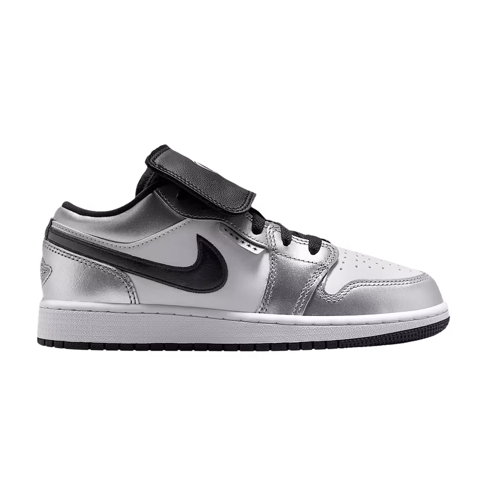 Air Jordan 1 Low SE GS White Metallic Silver Black