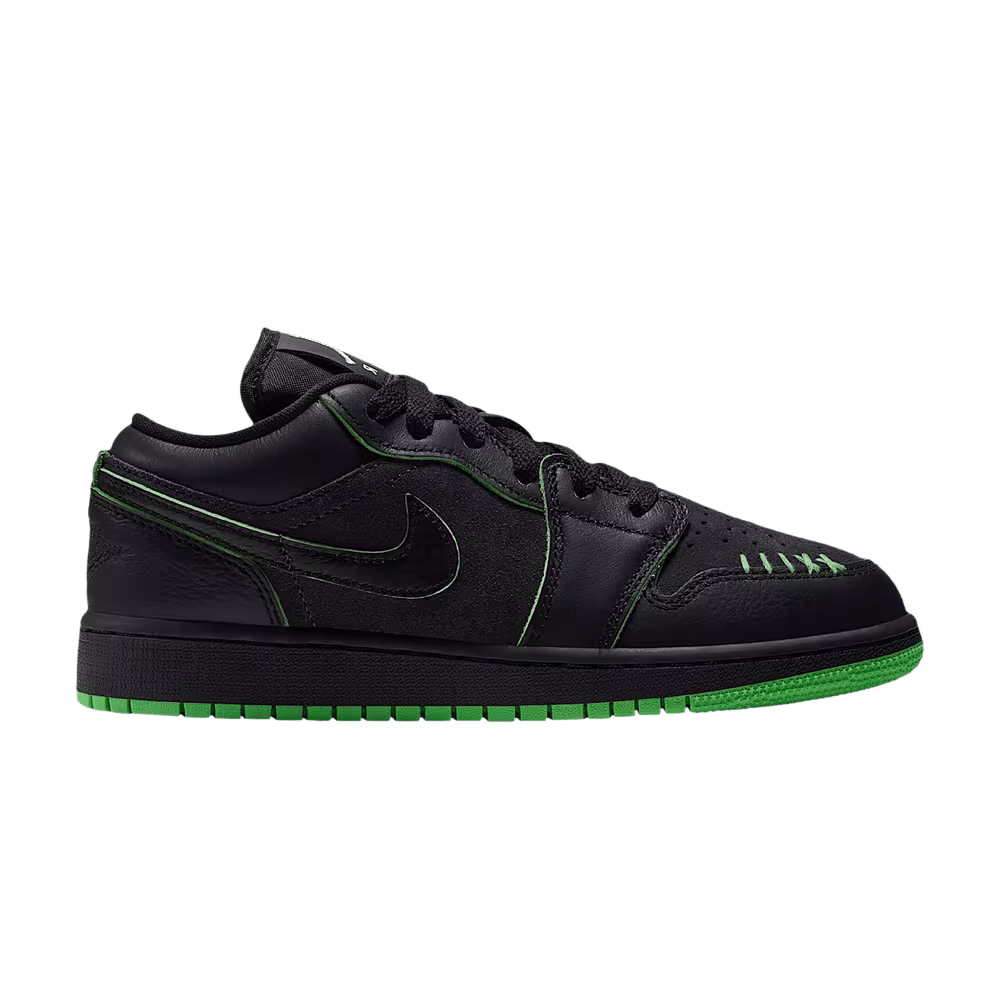 Air Jordan 1 Low SE GS Black Scream Green Dark Smoke Grey Black