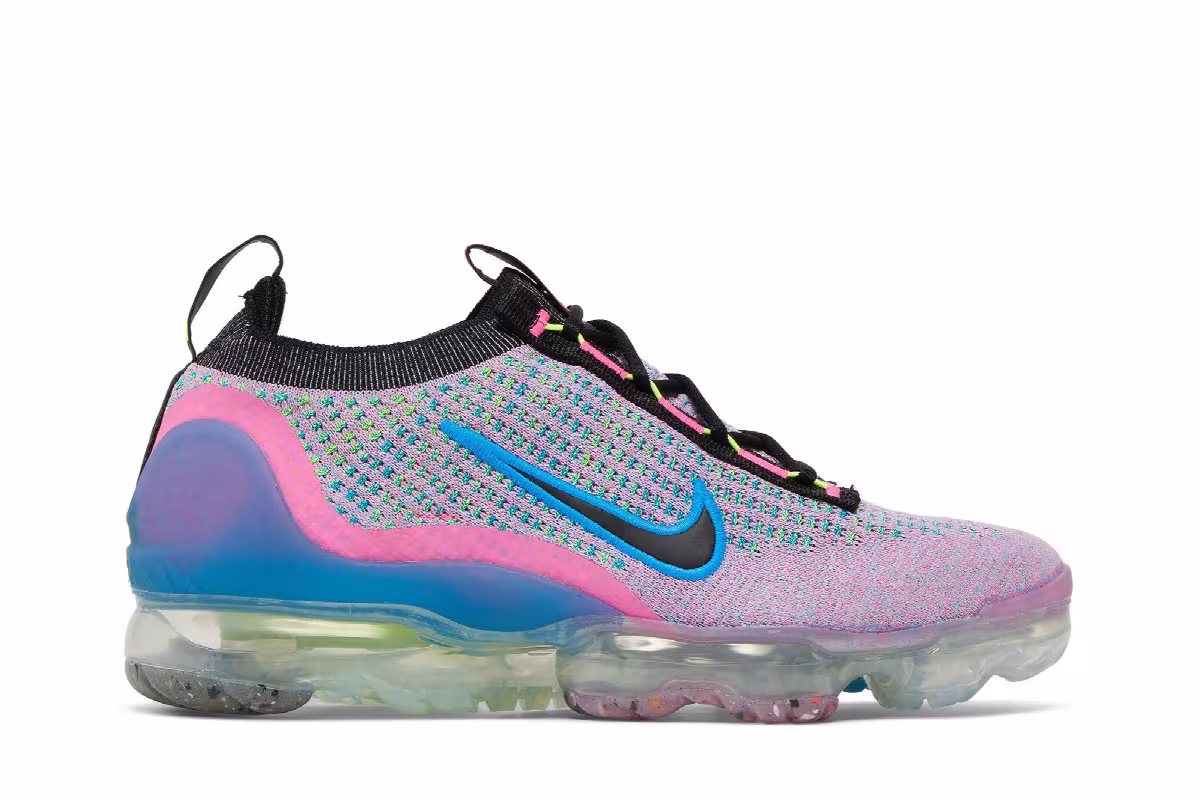 Nike Women's Air VaporMax 2021 Flyknit Next Nature Pink Blast Photo Blue, view 2