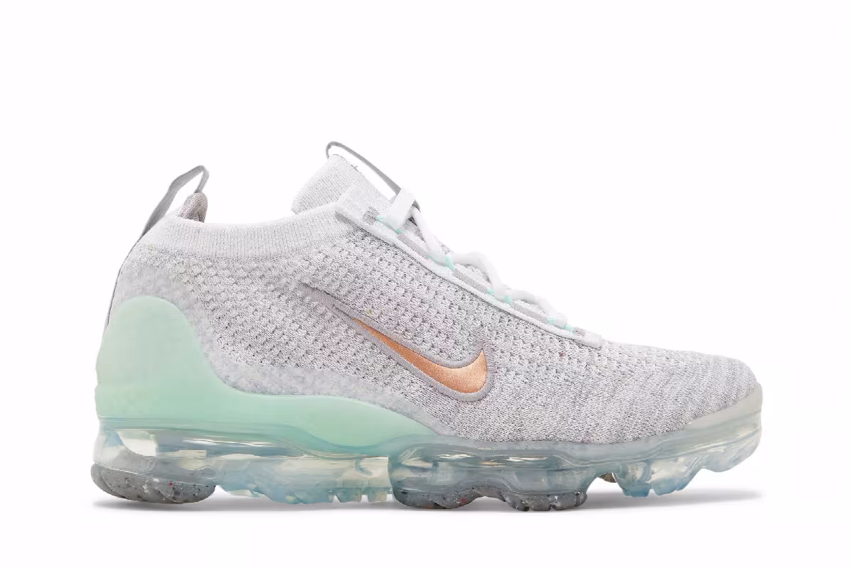 Nike Air VaporMax 2021 Flyknit GS Pure Platinum Mint Foam, view 2