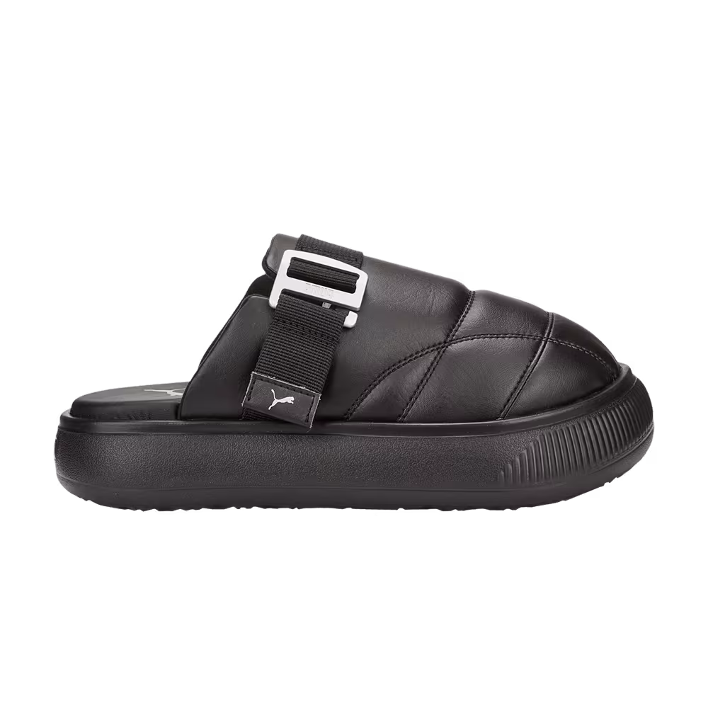 Puma Women's Suede Mayu Leather Mule Black Silver