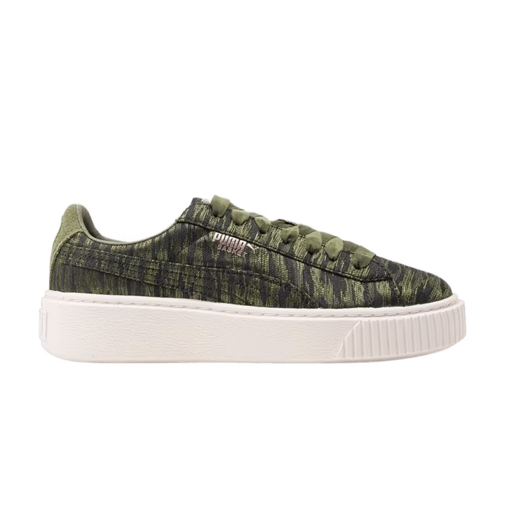 Puma Women's Basket Platform Velvet Rope - Olive Night