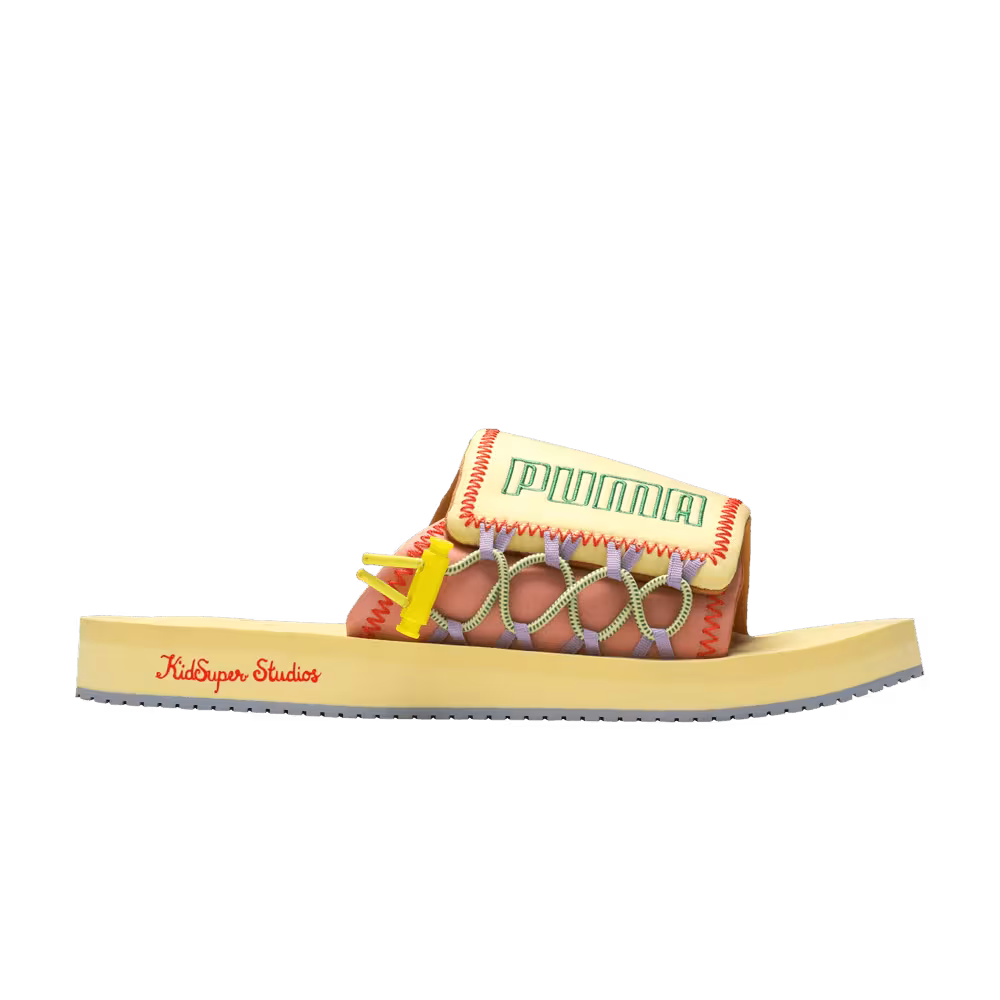 KidSuper Studios x Puma Wilo Slide Yellow Peach Beige