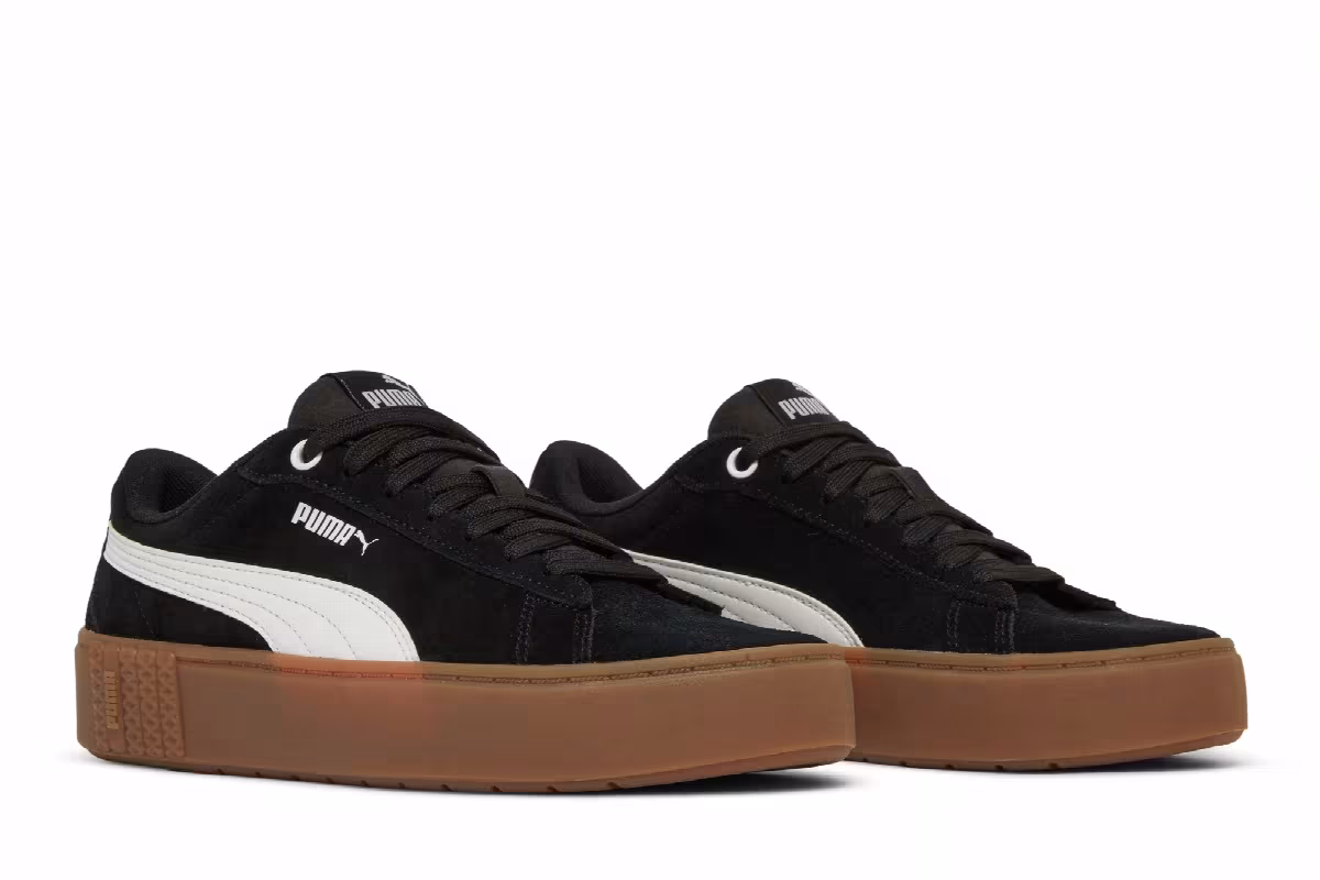 Puma Women's Smash Platform v2 Suede Black Gum, view 9