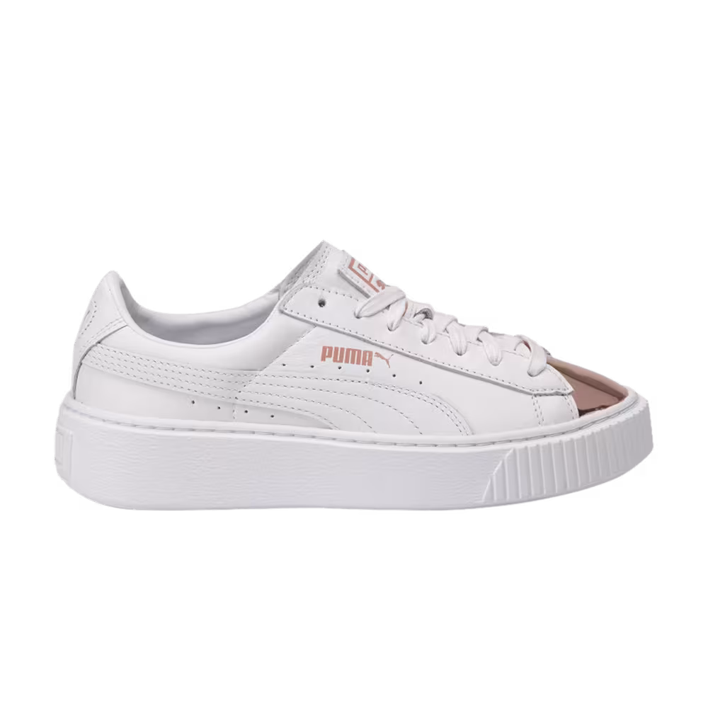 Puma Women's Basket Platform Metallic White Rose Gold