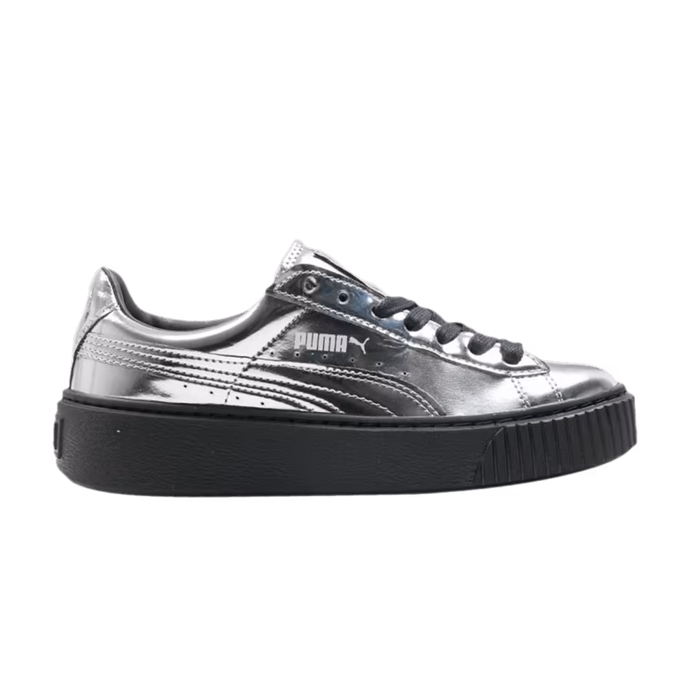 Puma Women's Basket Platform Metallic Silver