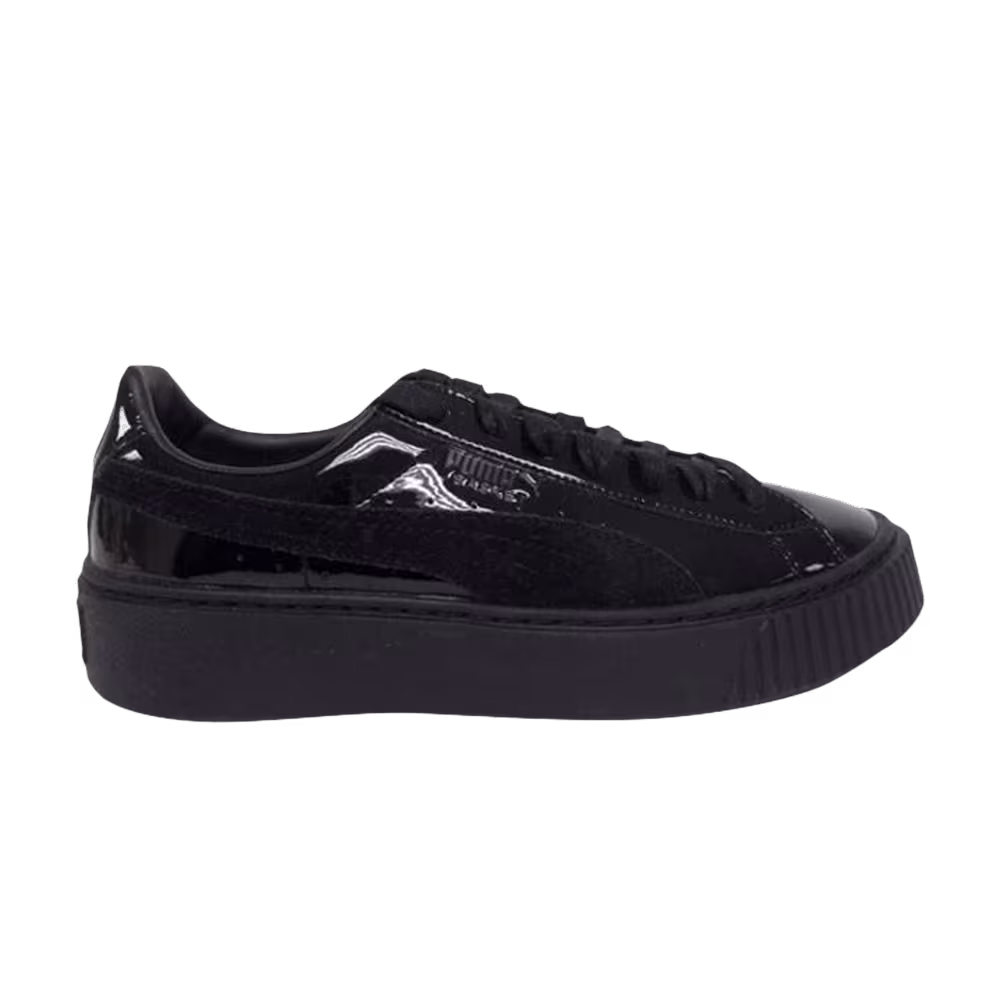 Puma Women's Basket Platform Black Patent Leather