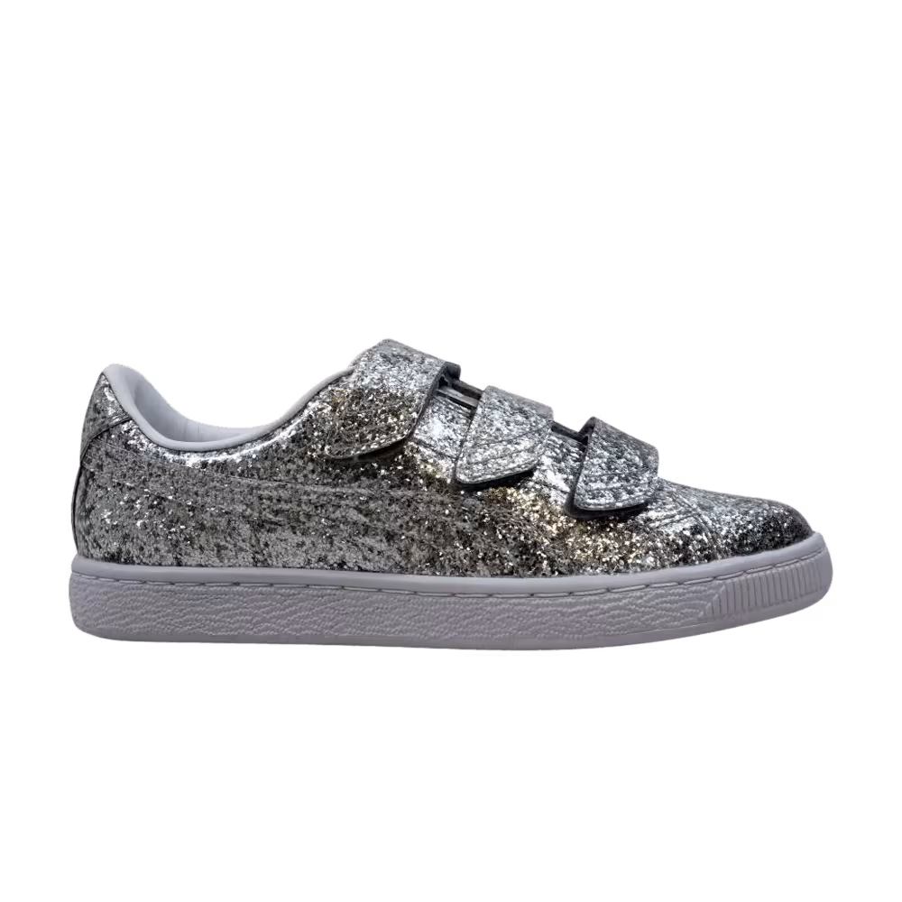 Puma Women's Basket Strap Glitter Silver