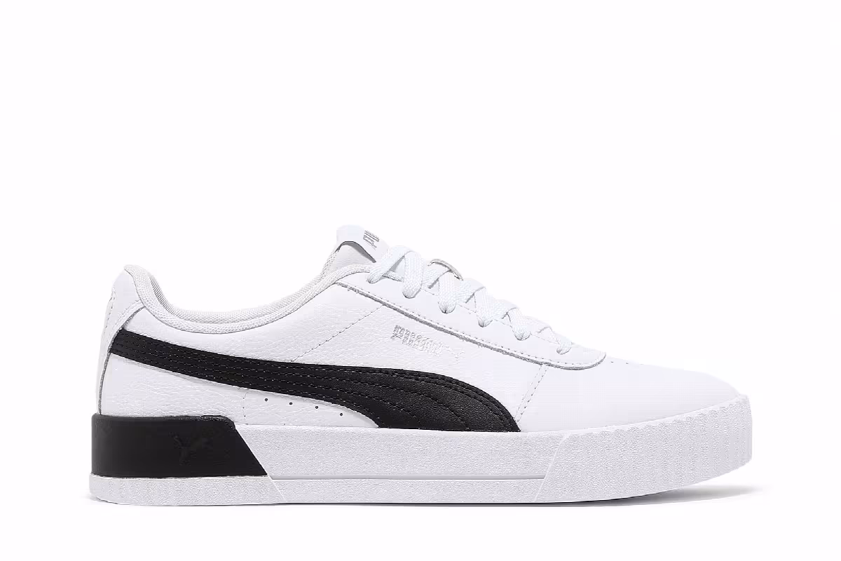Puma Women's Carina Leather White Black, view 2