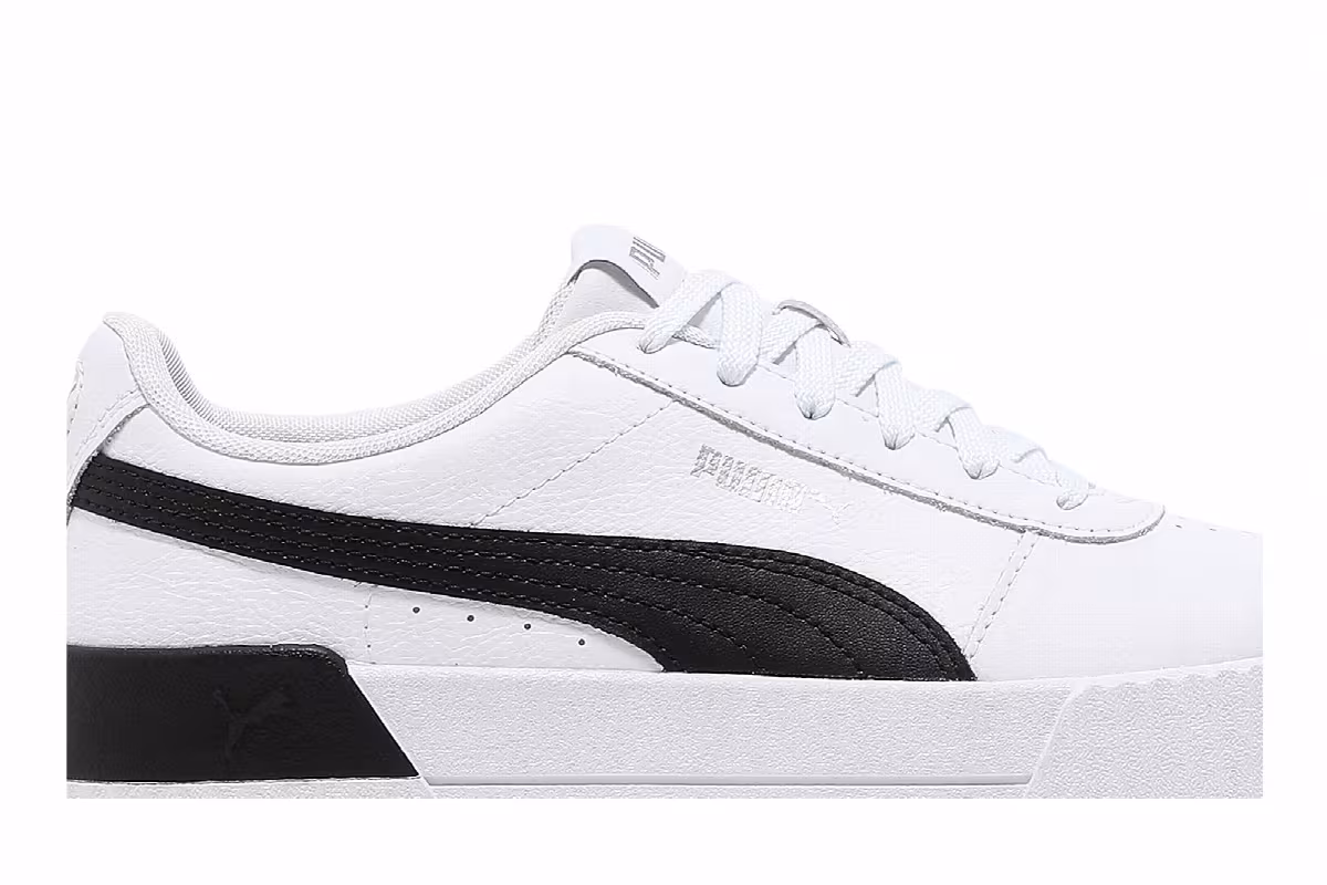 Puma Women's Carina Leather White Black, view 3