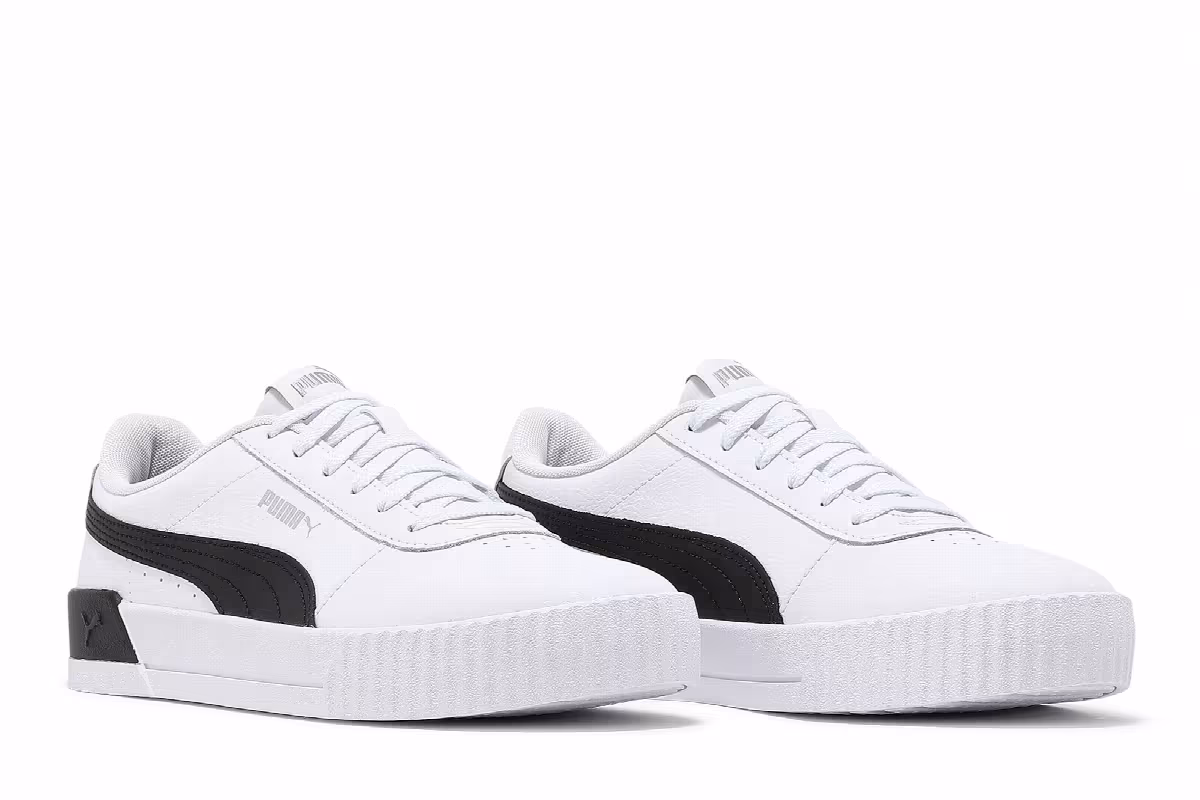 Puma Women's Carina Leather White Black, view 9