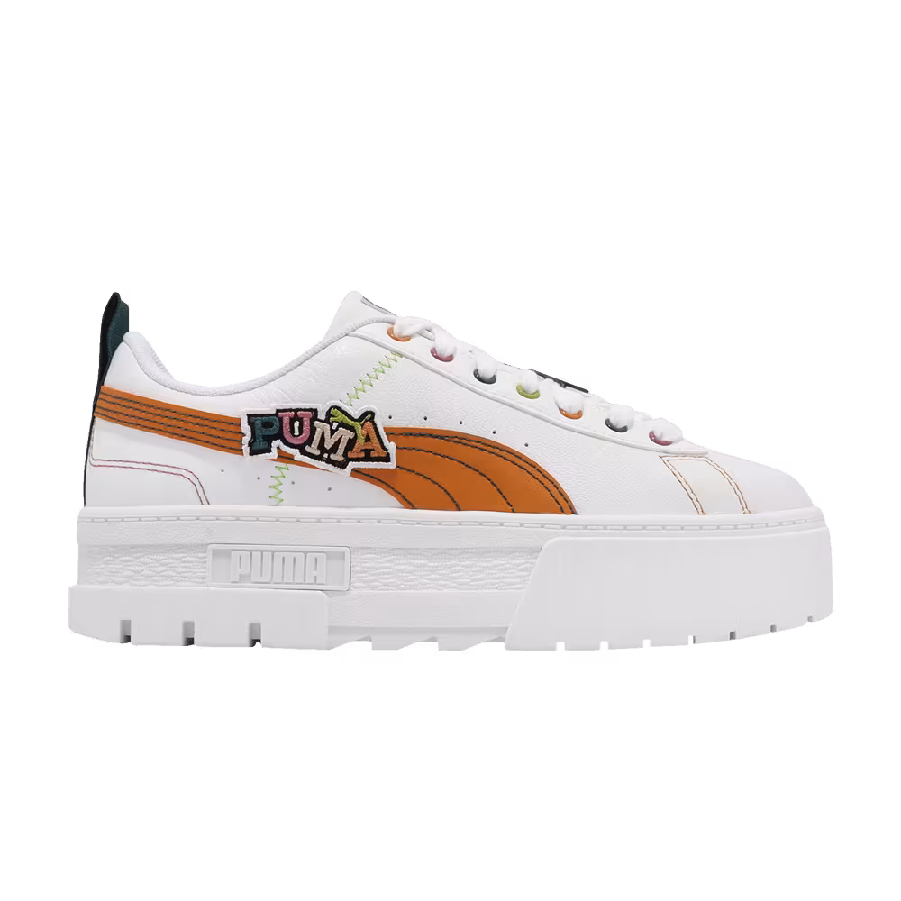Puma Women's Mayze Pierced White Orange Brick