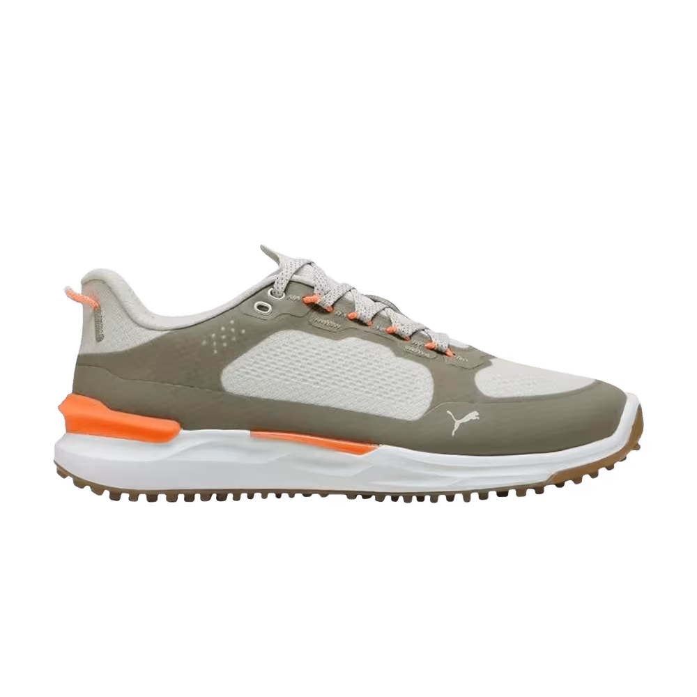 Puma Ignite Elevate X Spikeless Golf Gray Velvet Moss Fluro Orange