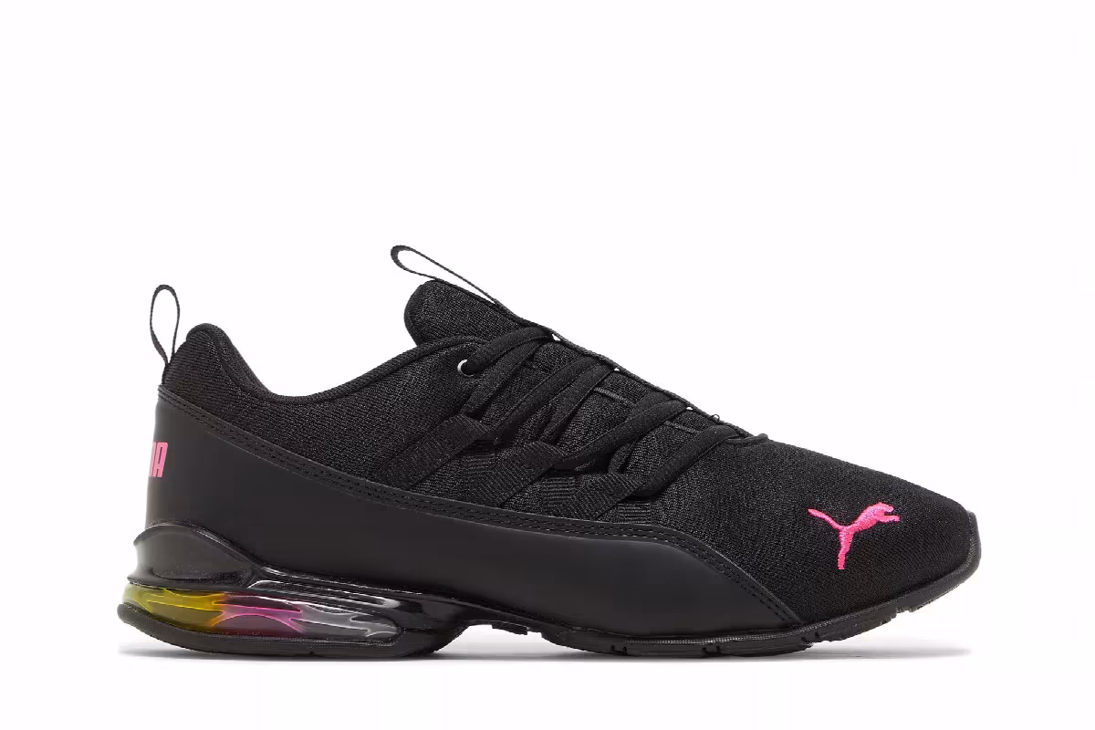 Puma Women's Riaze Prowl Rainbow Black Luminous Pink, view 2