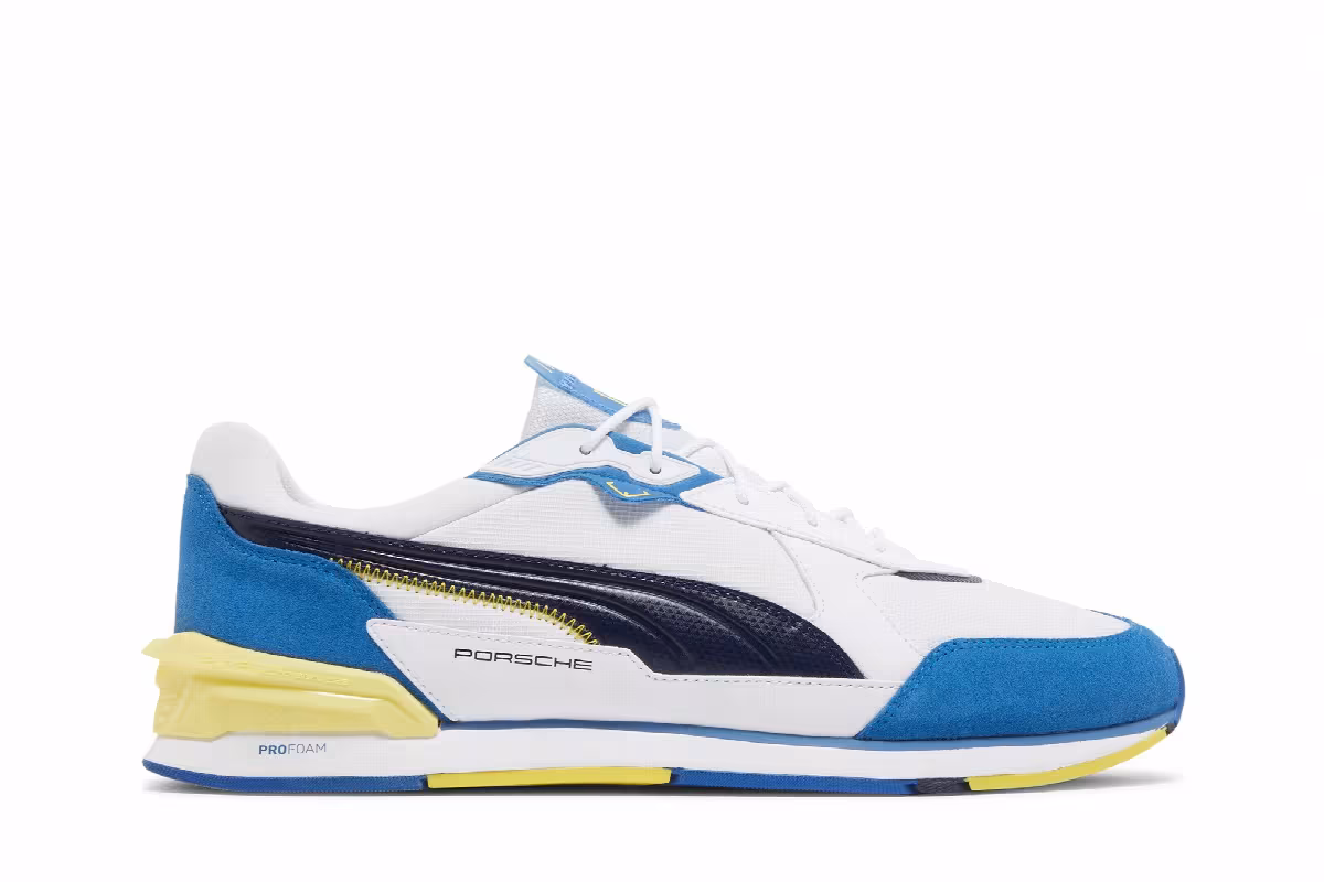 Puma Porsche Legacy x Low Racer White Peacoat Celandine, view 2
