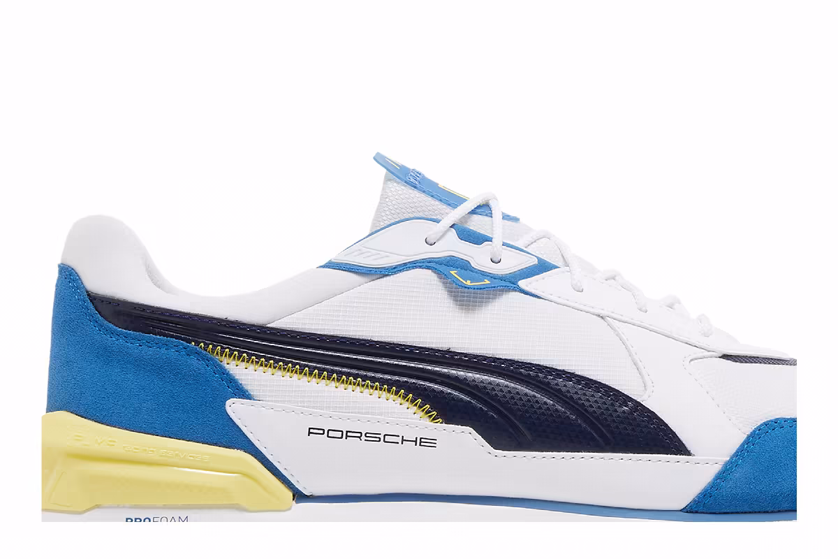Puma Porsche Legacy x Low Racer White Peacoat Celandine, view 3
