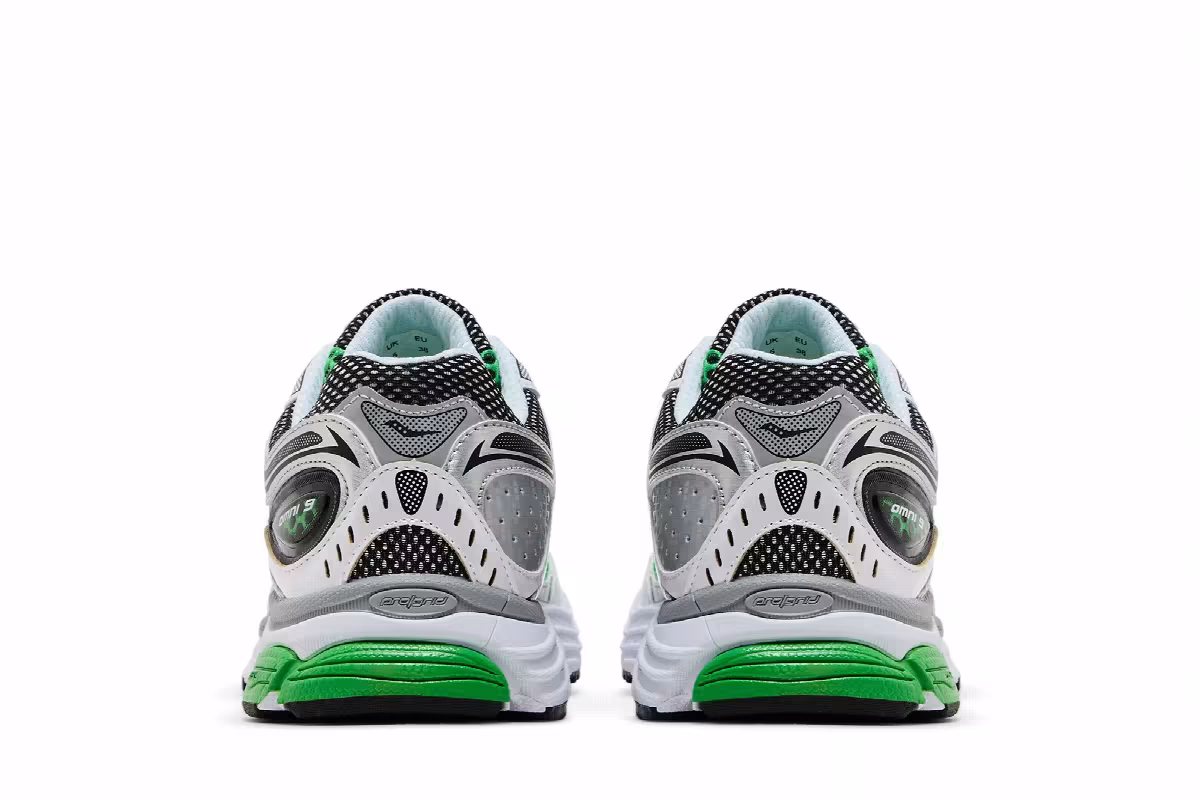 Saucony ProGrid Omni 9 Big Kid White Fern Black, view 7