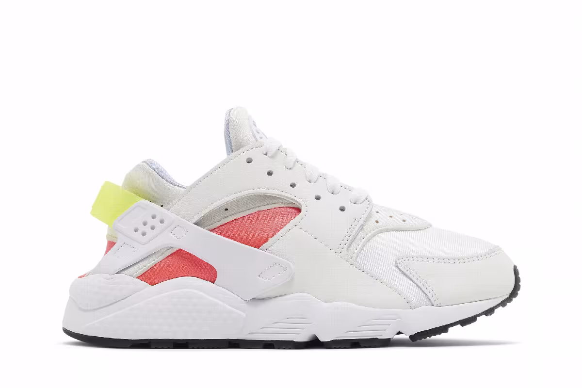 Nike Women's Air Huarache White Volt Bright Crimson, view 2