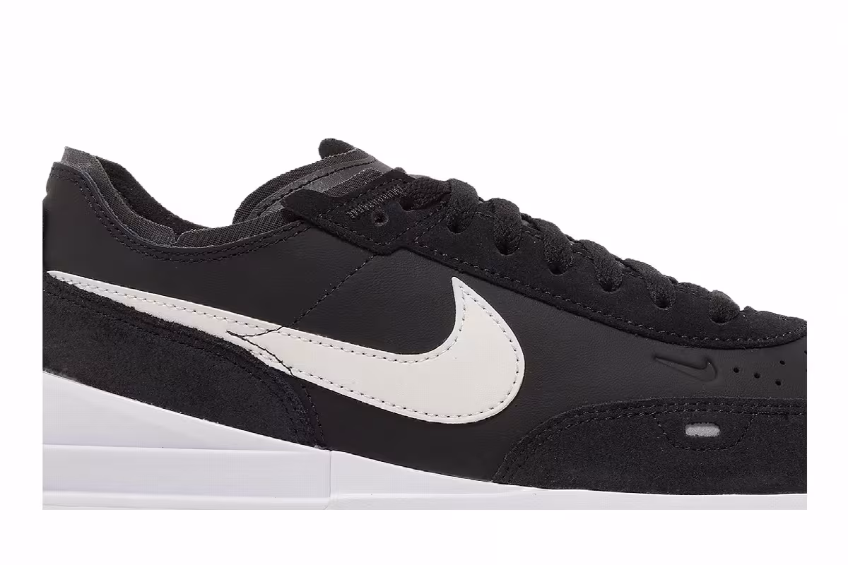 Nike Waffle One Leather Black White, view 3