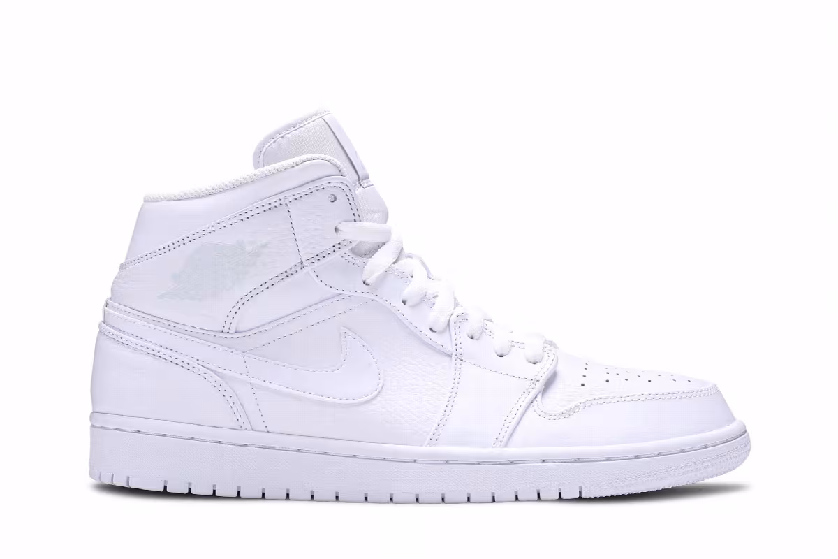 Air Jordan 1 Mid Triple White 2018, view 2